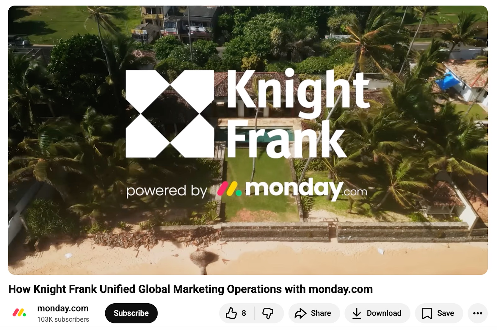 Monday.com YouTube video featuring customer Knight Frank