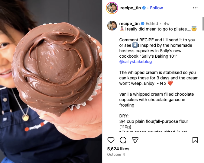Nagi shows off her latest homemade Hostess cupcakes and shares the recipe with her followers