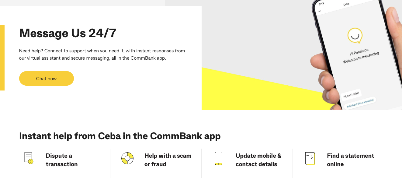 Commonwealth Bank’s Ceba chatbot is available exclusively within the Commbank app to help customers navigate disputes, transactions, fraud, and personal detail updates.