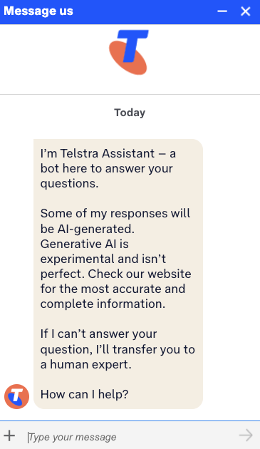 Telstra Assistant, accessible within the My Telstra app, helps customers troubleshoot, manages payments and triages customer care enquiries for agents.