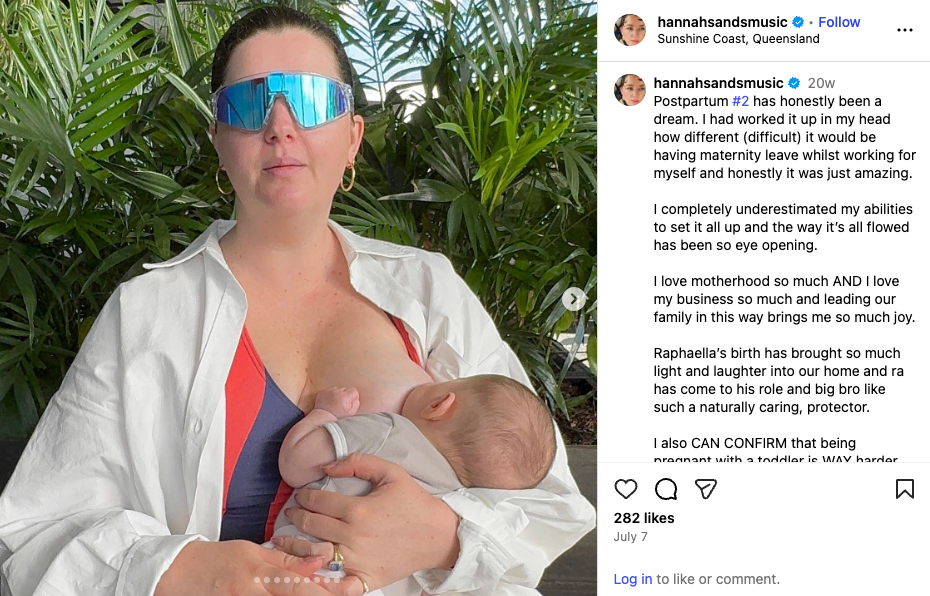 Hannah shares a raw post on Instagram reflecting on her postpartum journey the second time around (Source: Instagram)