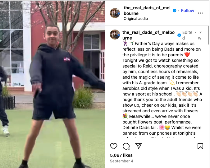 Jarrad shares a video of his son Reid’s custom choreography on Instagram (Source: Instagram)