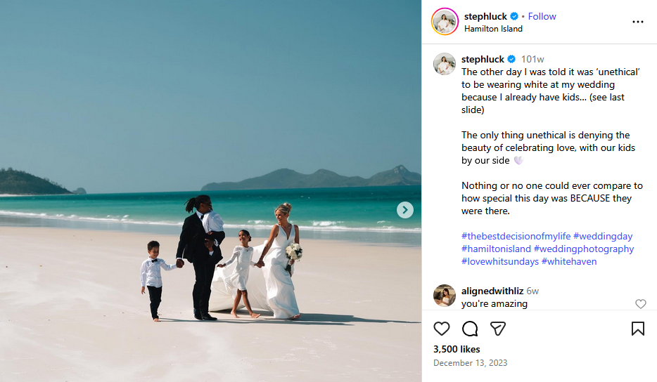 Steph shares a series of beautiful beach wedding photos taken in the Whitsundays on Instagram (Source: Instagram)