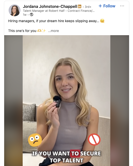 Jordana Johnstone-Chappell, talent manager at Robert Half Melbourne, shares tips for recruiters.