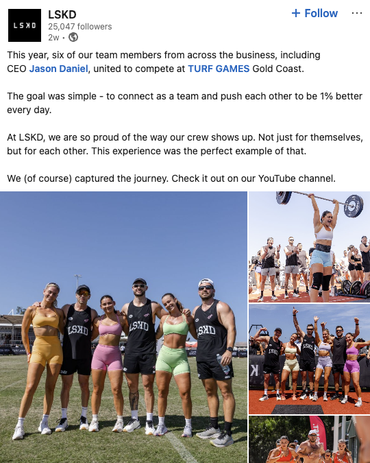 Aussie fitness apparel company LSKD celebrates members of its team who competed at TURF GAMES Gold Coast.