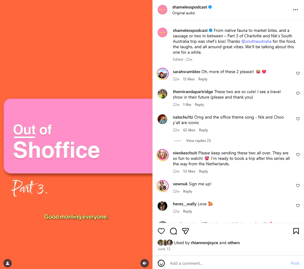 An Instagram post from Shameless Media in the style of The Office.