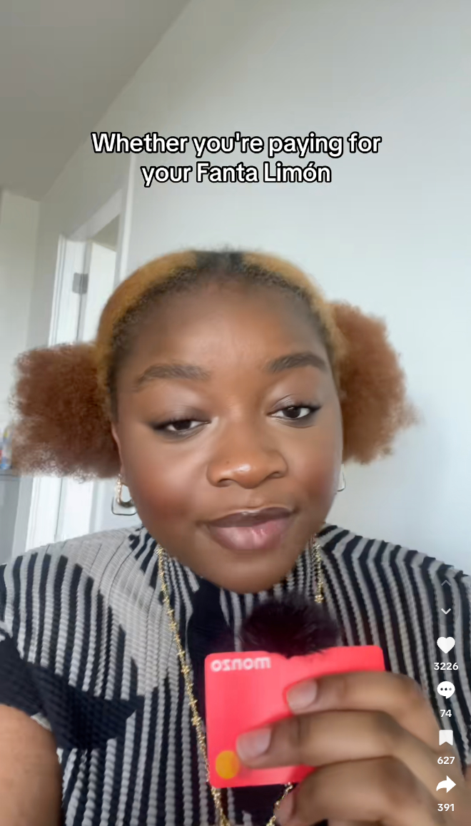 Monzo TikTok post with a young lady offering essential tips for spending abroad with your Monzo card