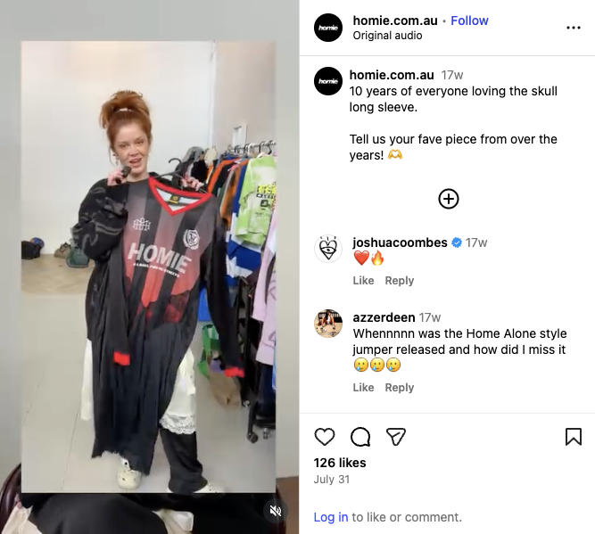 HoMie, a Melbourne-based streetwear label and social enterprise, shares a series of Instagram Reels with staff member Darcy answering customer FAQs.