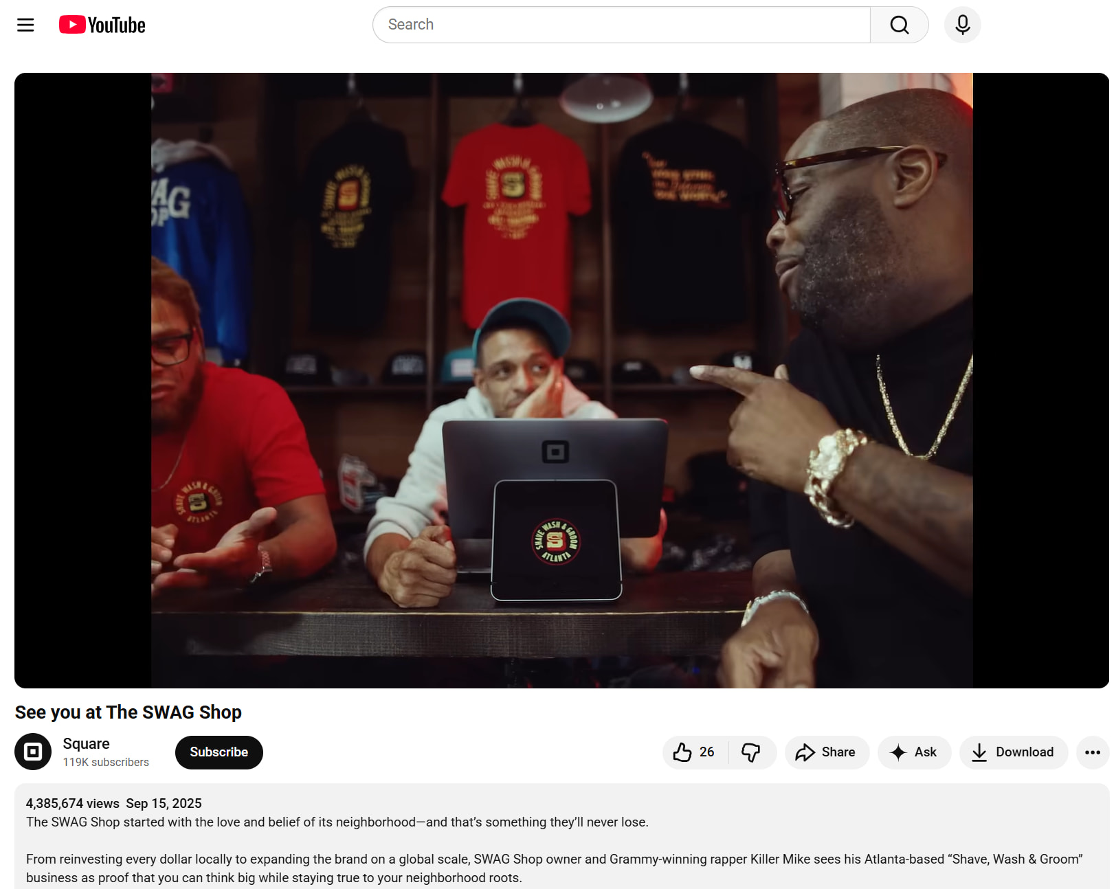 A YouTube video from Square promoting local businesses via storytelling.