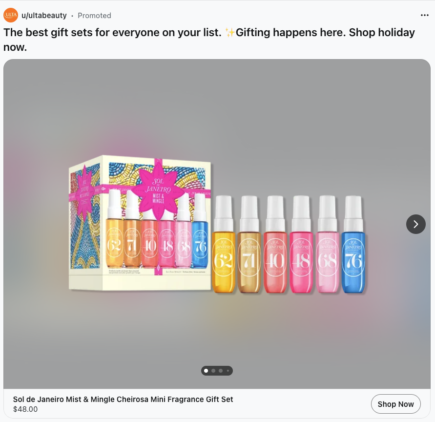 Fragrance gift set in bright colors for $48