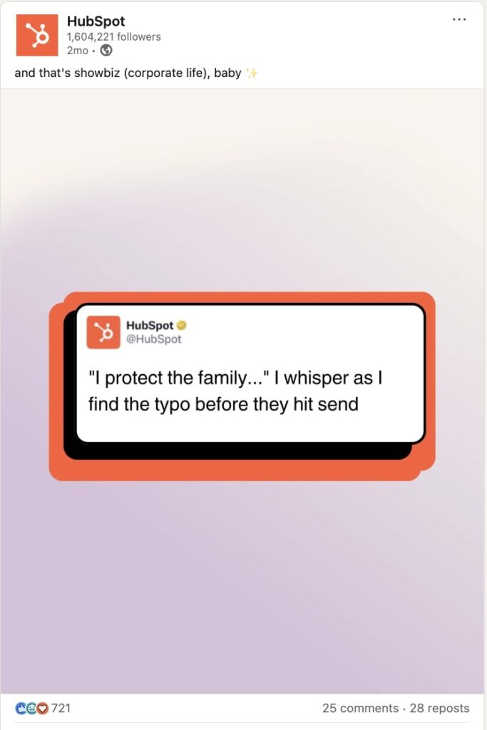 A LinkedIn post from HubSpot that references TS12