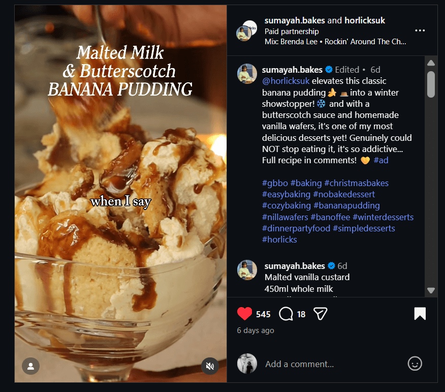 Sumayah.bakes and Horlicks collaborated on Instagram