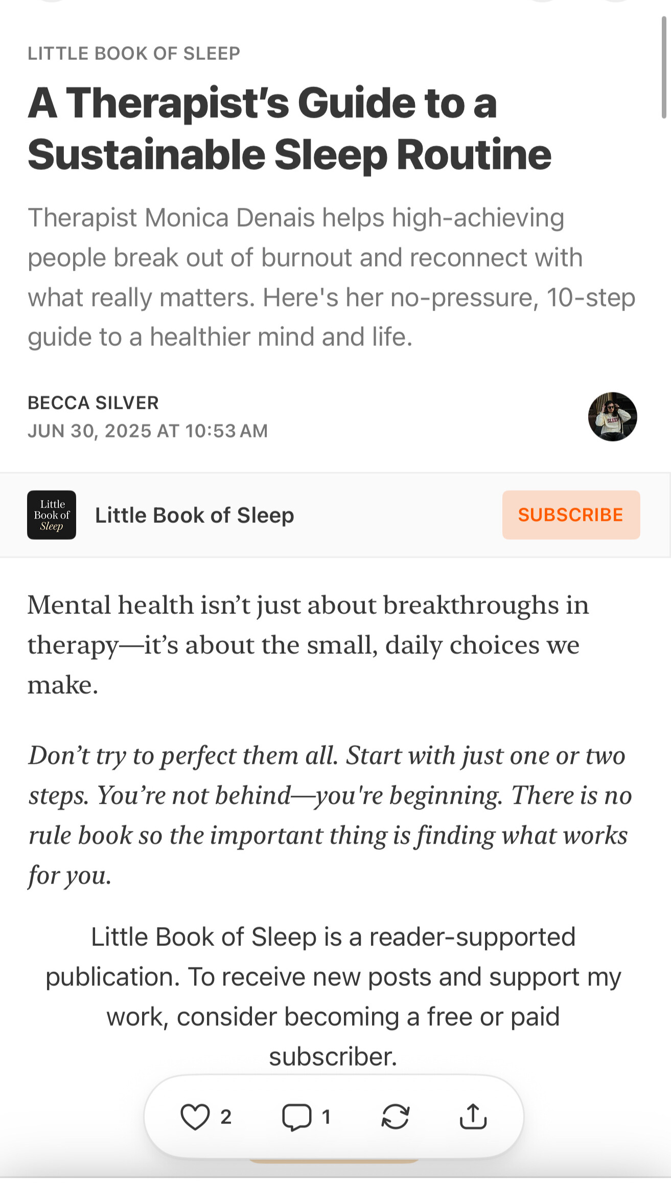 A Substack issue for Loftie with a headline optimized for authority and clickability 