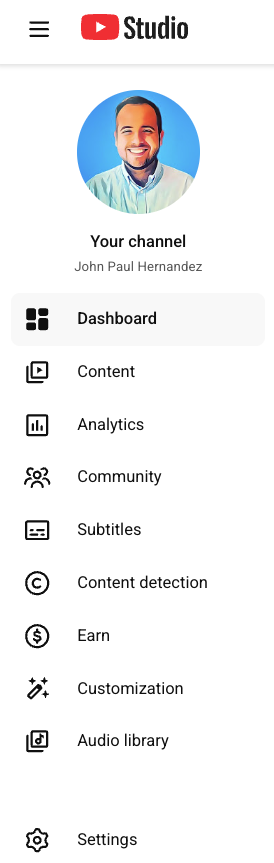 YouTube tabs for its dashboard 