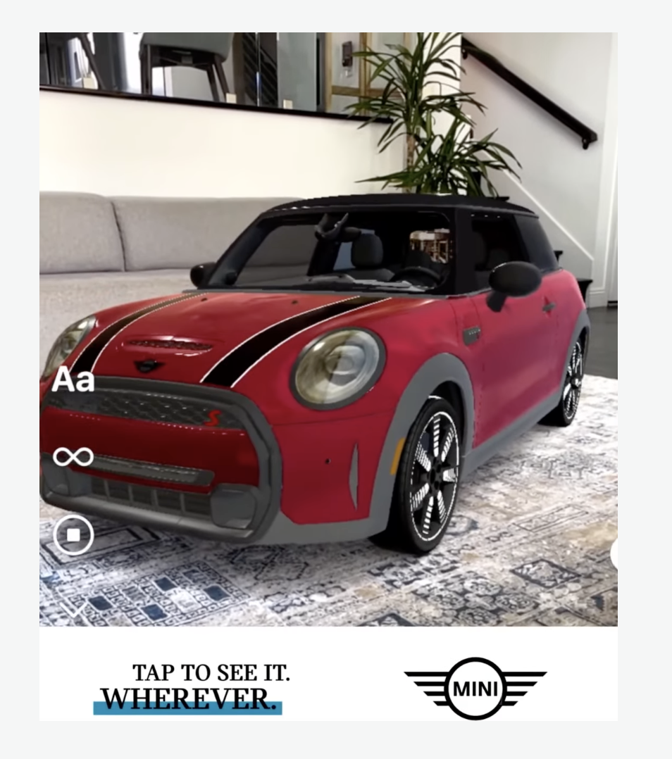 Mini's AR campaign on Facebook let users visualize the car in different colors in their space.