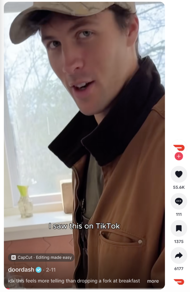 A TikTok video from DoorDash featuring Rob Rausch cutting a grapefruit