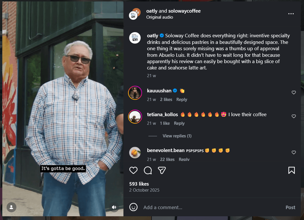 Oatly’s Instagram Chicago content campaign 