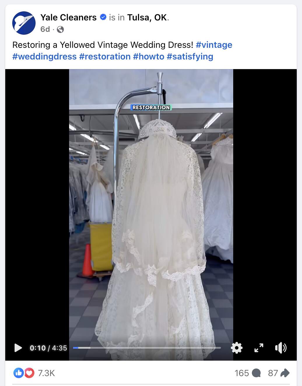 Example of good captions. Yale Cleaners Facebook post. 
