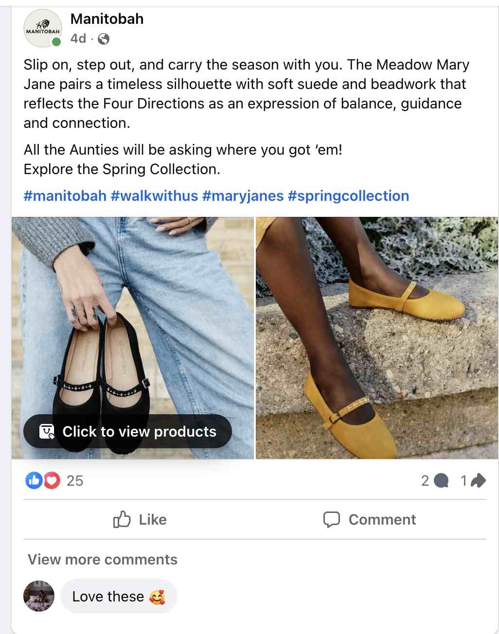 Manitobah footwear facebook marketing example