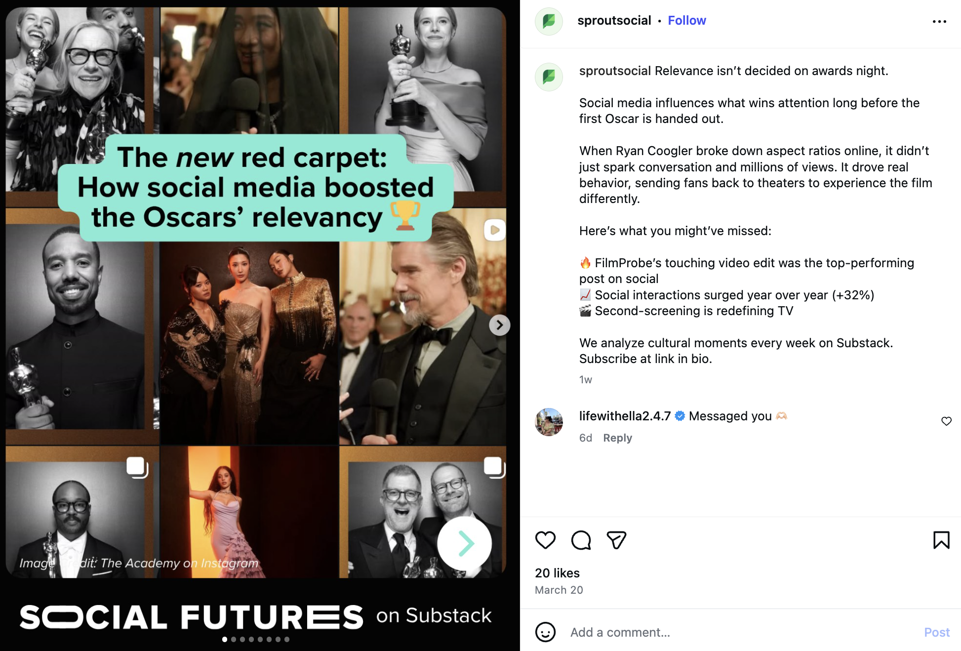 An example of an Instagram post from Sprout Social tied to a cultural event.