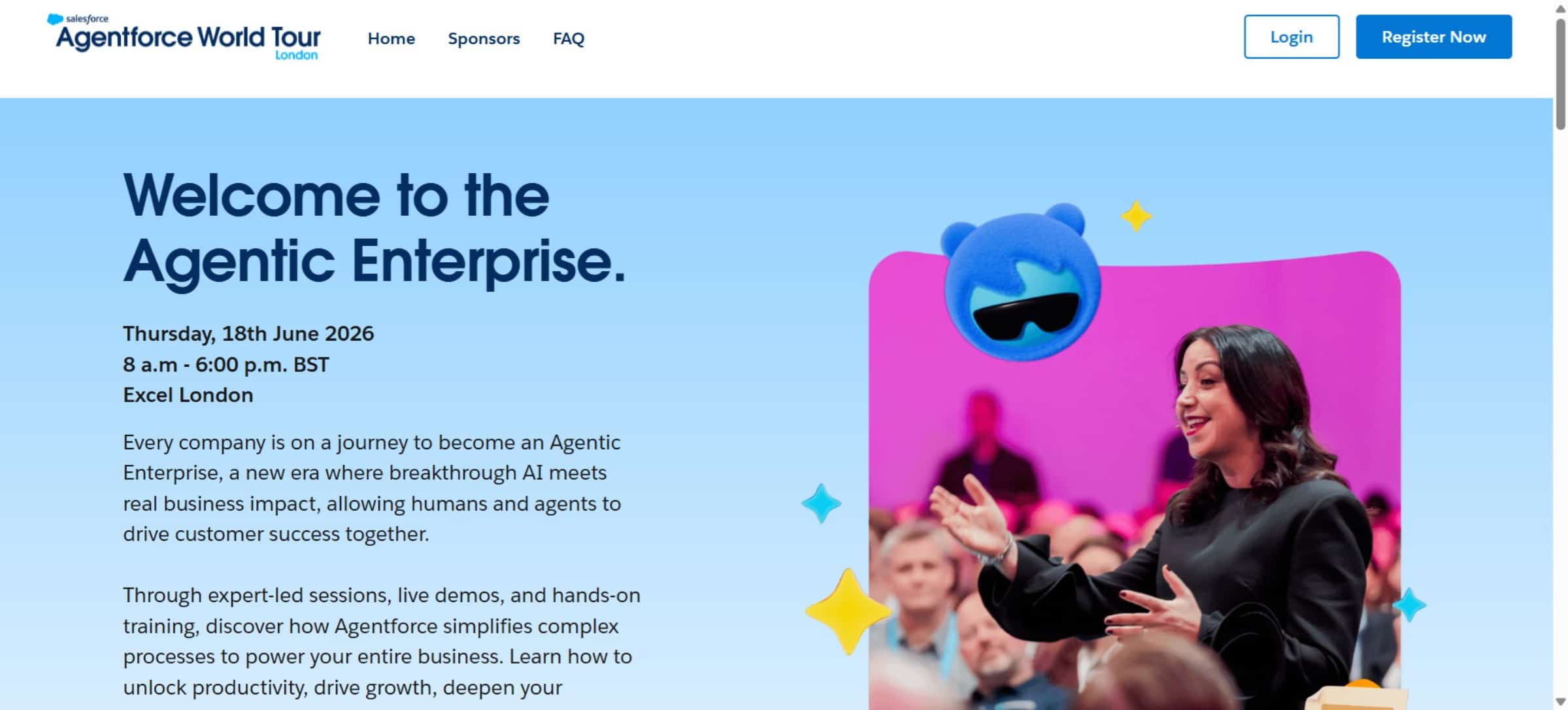 Screenshot of Salesforce World Tour Homepage