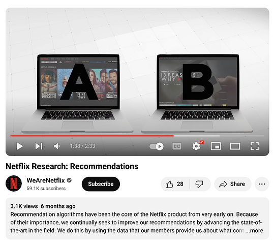A YouTube video from Netflix explaining recommendation algorithms.