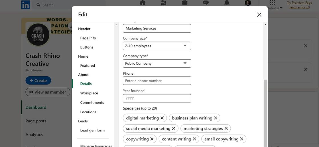 Add Specialisms to your business page that work like searchable hashtags