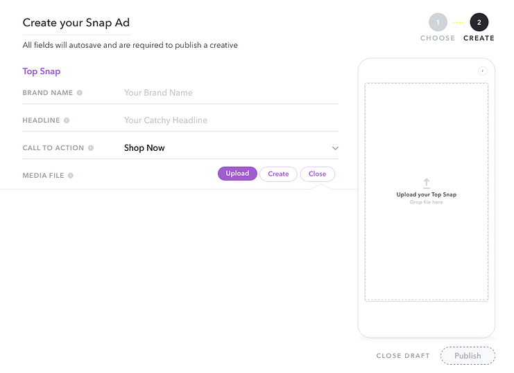 create your snap ad