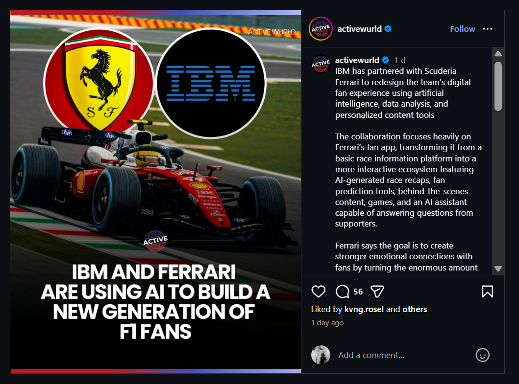Ferrari using AI-power technology to redesign fan app