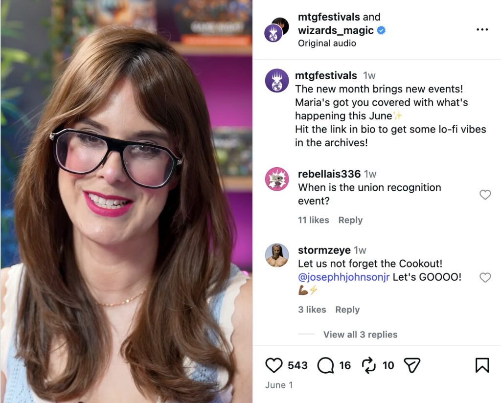 An Instagram Reel from beloved card game Magic The Gathering that rounds up all of their June global events