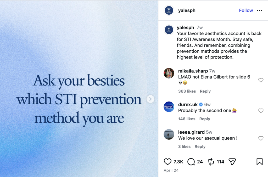 A Yale School of Public Health carousel that helps you and your besties determine what kind of STI prevention method you are