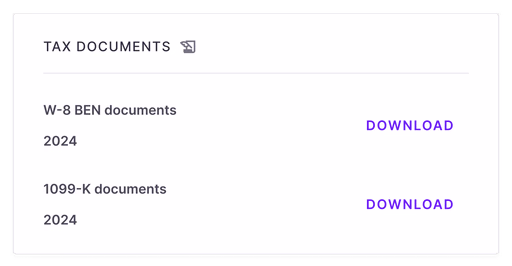 tax documents field in Lumanu showing two tax forms available to download