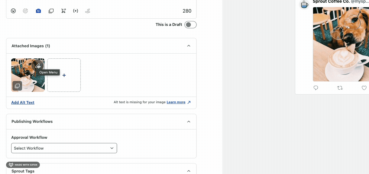 Adding alt text to a post in Sprout Social