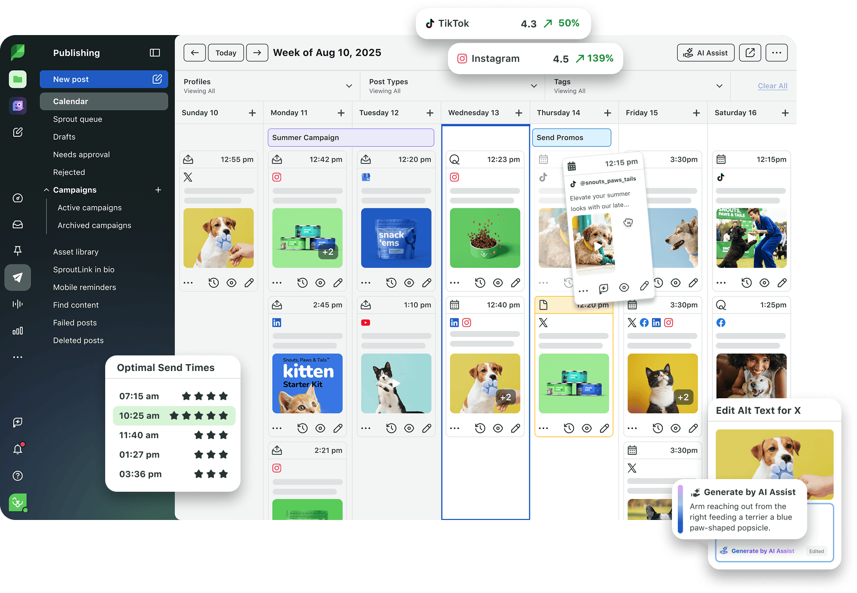 Sprout Social's content calendar