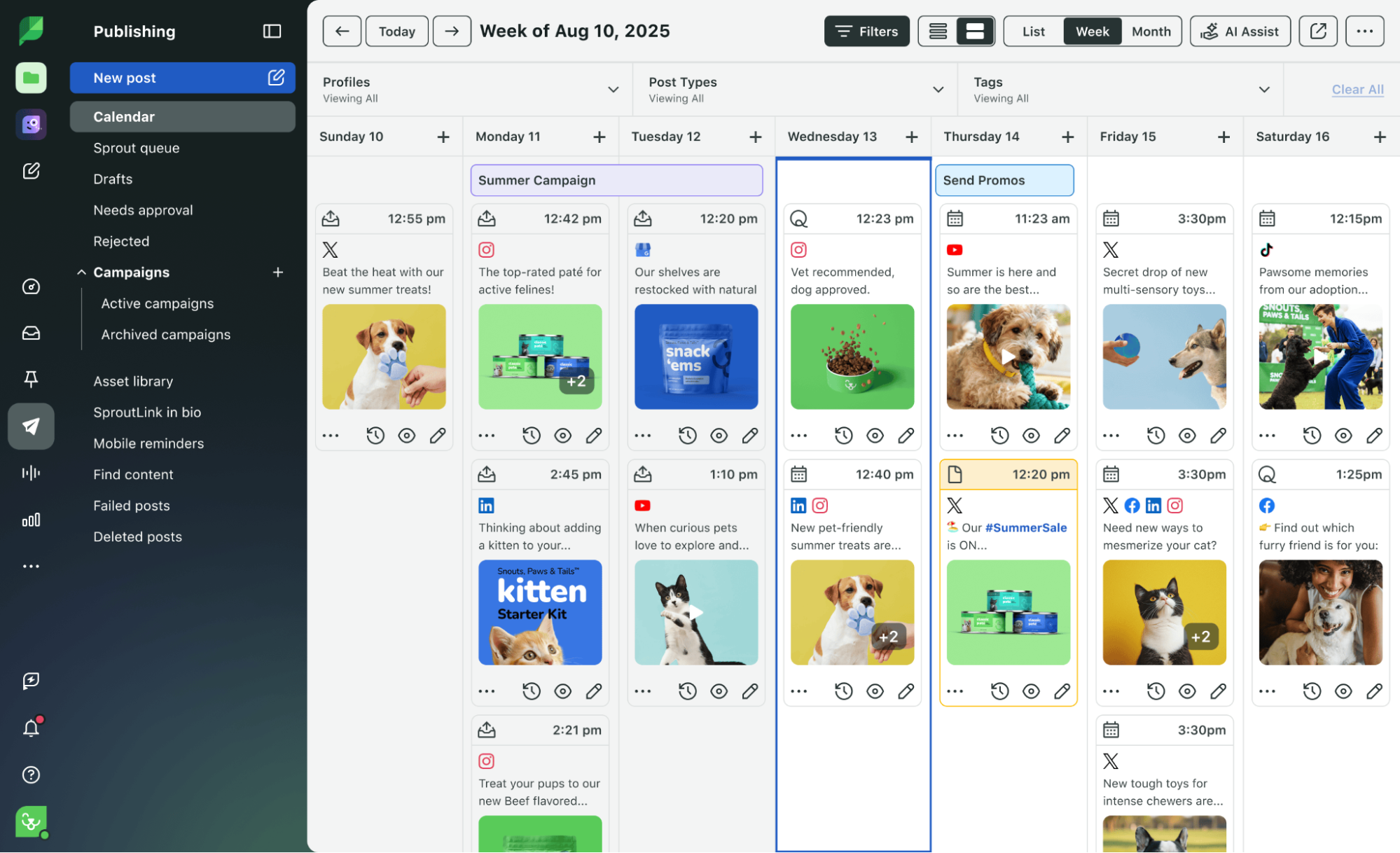 Sprout Social's cross-network social media planner