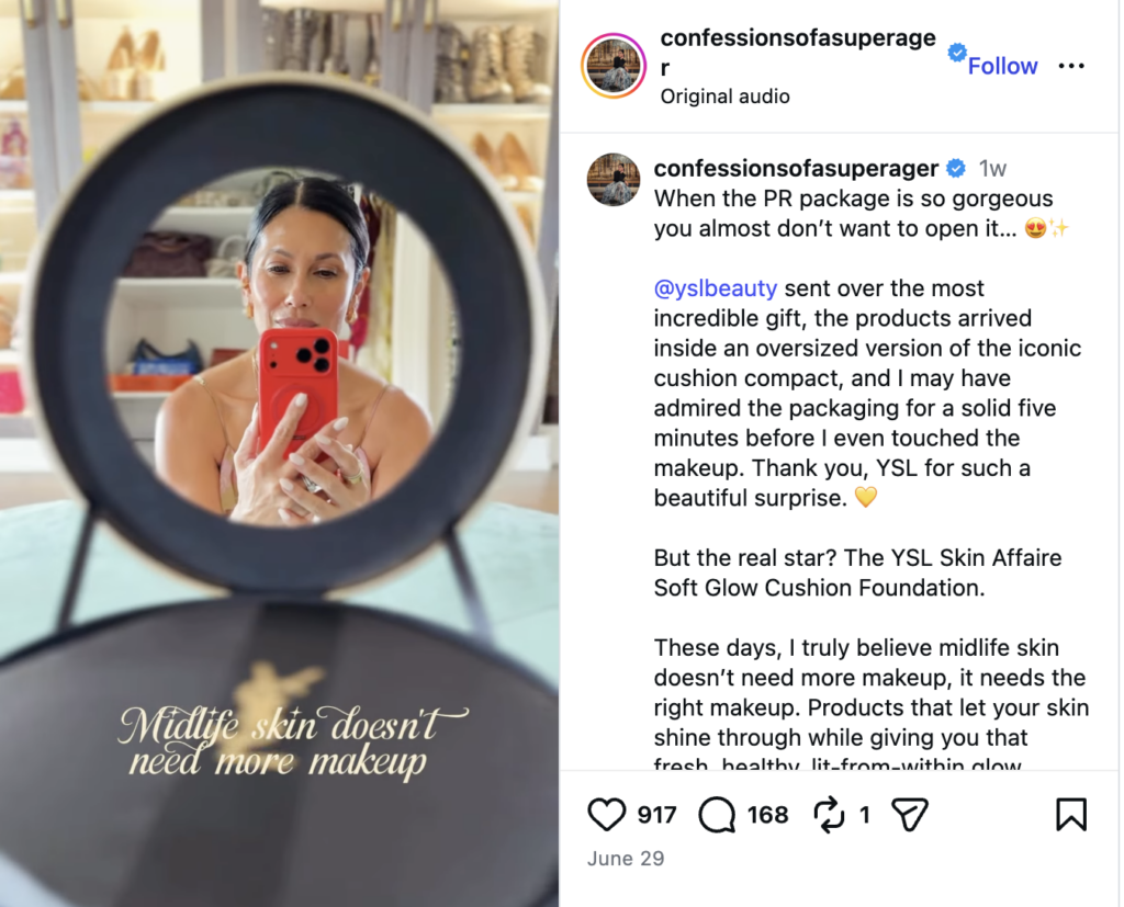 A Reel from creator Confessions of a Super Ager about the new Yves Saint Laurent foundation