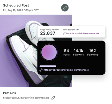 An Instagram post with a custom link displayed in a SproutLink site.