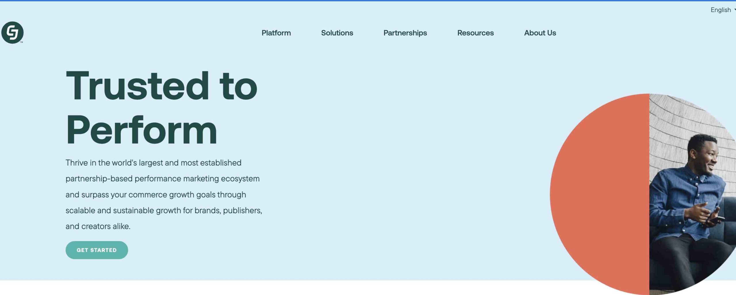 Image of affiliate marketing tool, CJ Affiliate's homepage