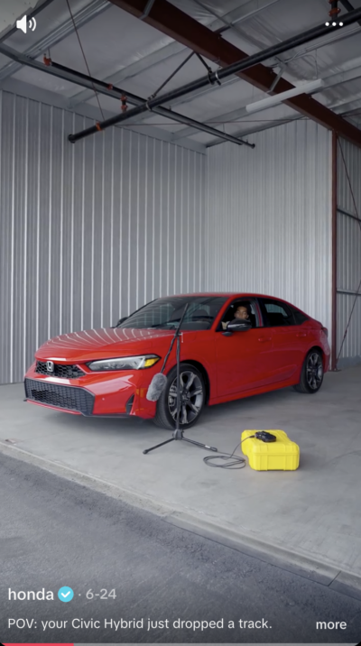 A TikTok influencer video in partnership with Honda