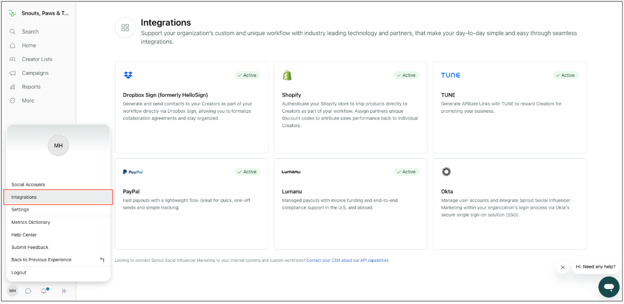 Sprout's payment integrations make it easy to pay influencers directly within the platform.