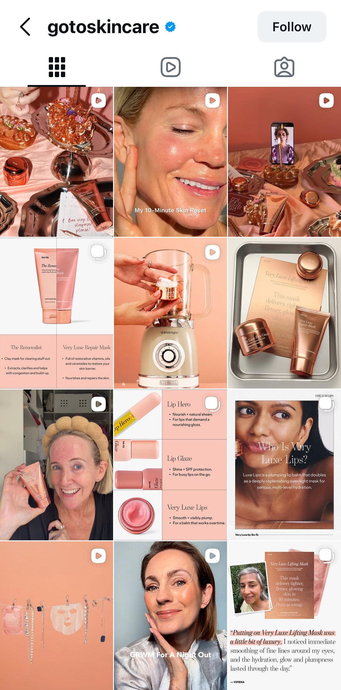 Go-To Skincare's Instagram feed.