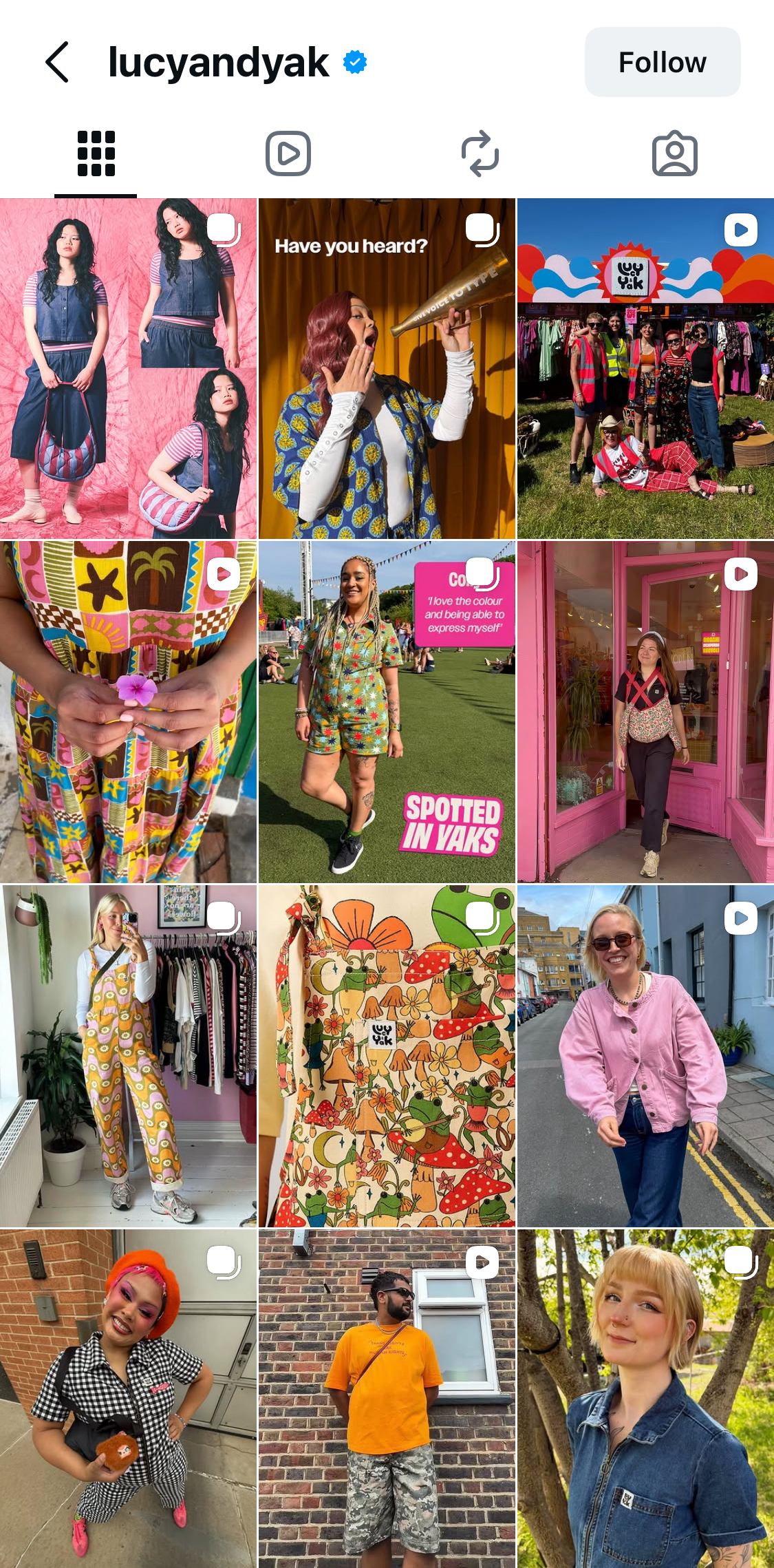 Lucy & Yak's Instagram feed.