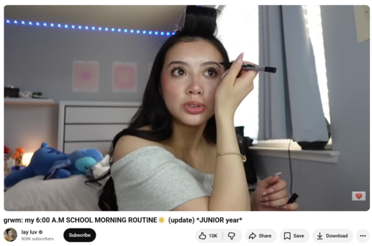 A get ready with me (GRWM) video from YouTube influencer lay luv.