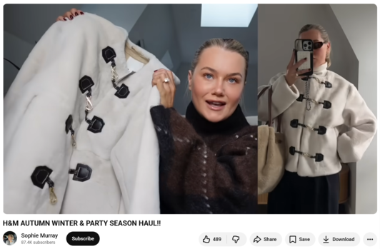 A haul video from YouTube influencer Sophie Murray.