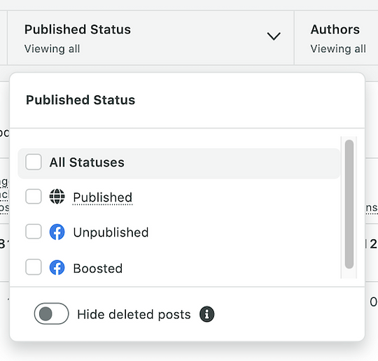 Sprouts Published status filter