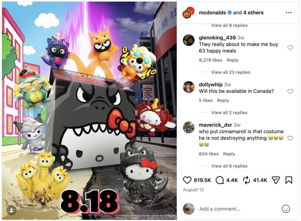 An image showing a Happy Meal collaboration from McDonald's Instagram account