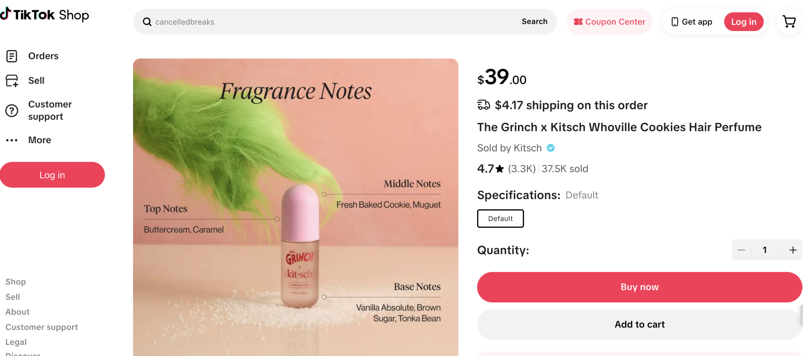 An example of a brand's holiday post on TikTok shop