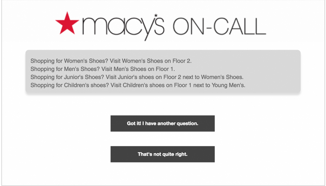 Macy's On-Call, a new AI-powered customer service tool that supports customers 24/7