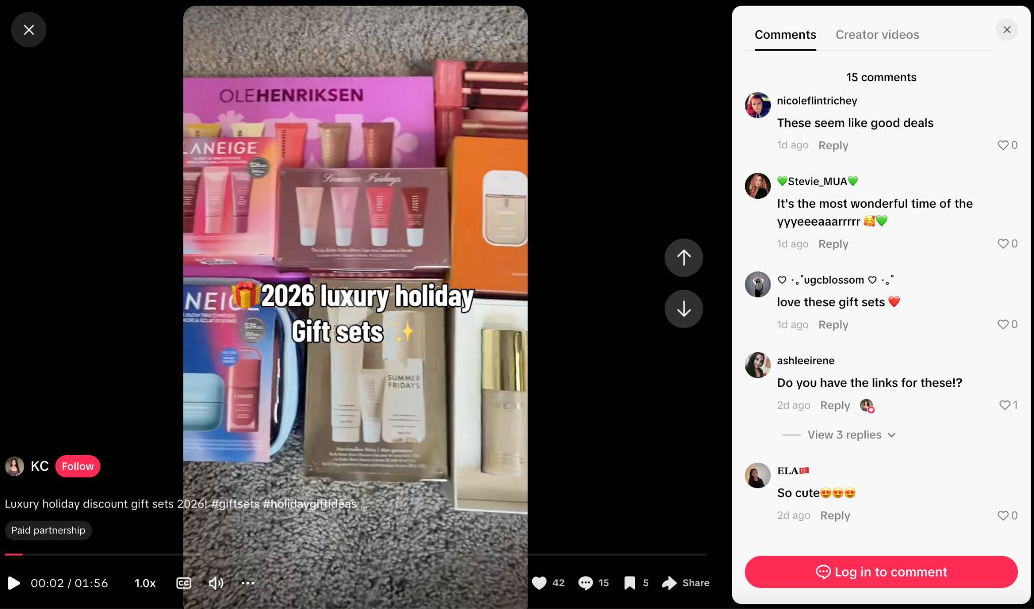 TikTok creator KC shares a roundup of luxury holiday gift sets in a paid partnership.