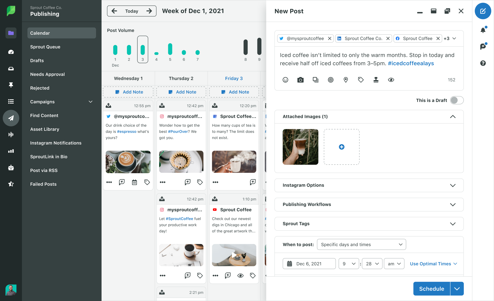 composing to multiple accounts in Sprout